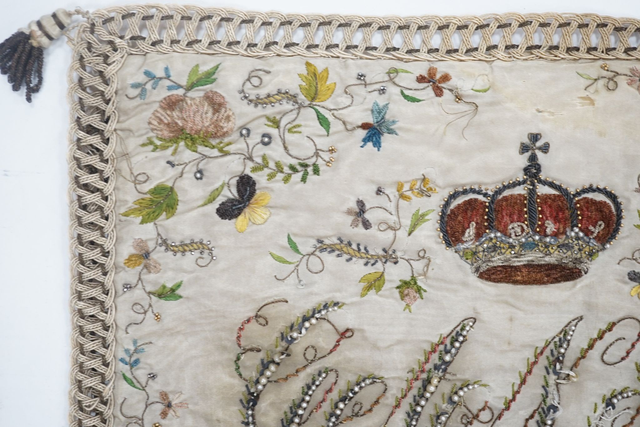 An embroidered cushion